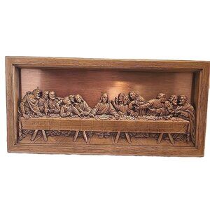 The Last Supper By Coppercraft Guild Plastic Framed 3D Copper Plaque READ